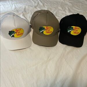 Bass Pro Shops Logo Trucker Hats - White, Tan, Black NEVER WORN